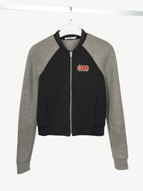 T by Alexander Wang Black & Grey Two-Tone Neoprene & Jersey Bomber Jacket